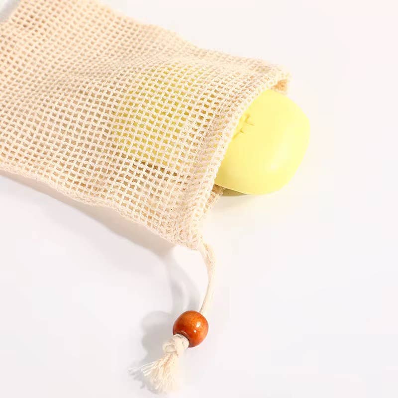 Cotton soap saver exfoliating pouches